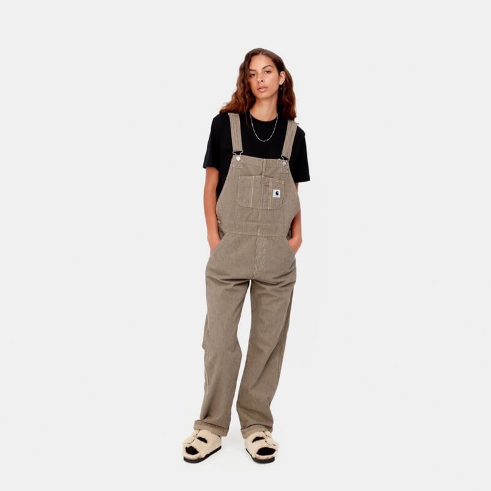 Carhartt WIP Bib Overall Straight in Haywood Stripe (Wax/Black)